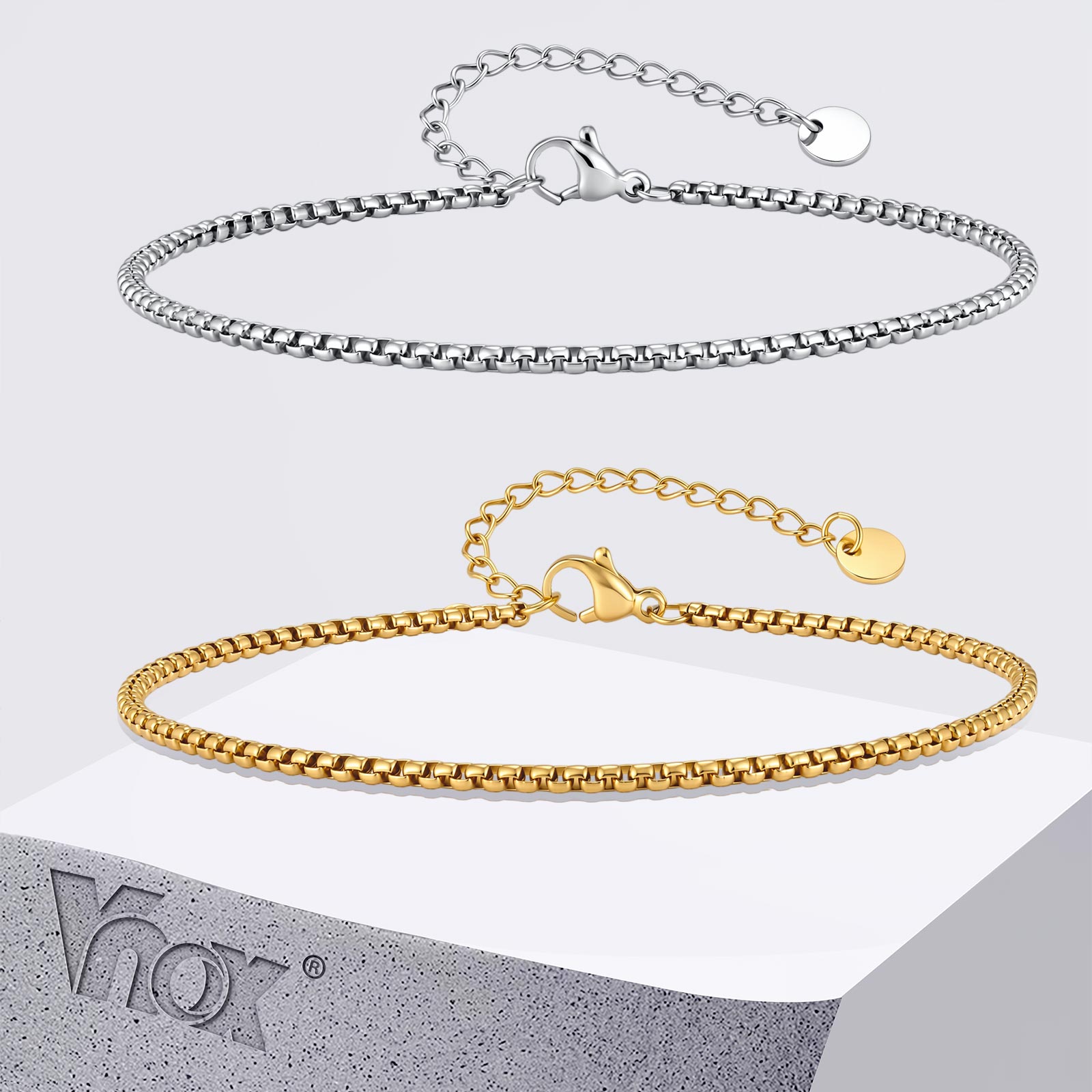 Vnox Stainless Steel Box Chain - đánh giá và giá Jc Jewelry & Watches Photos